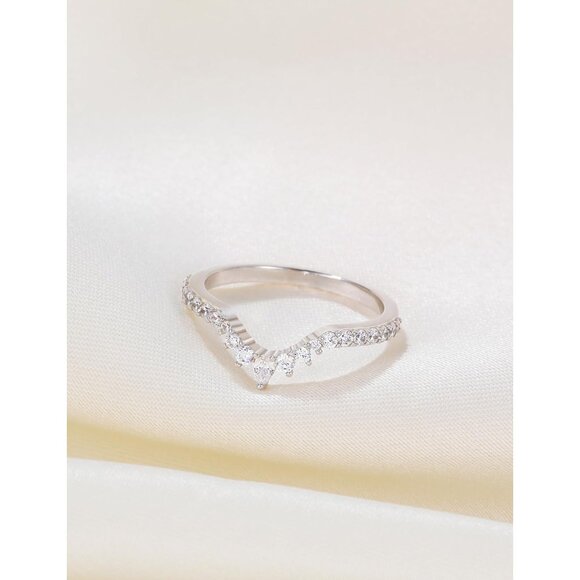 Wedding Stackable Bands Copper CZ Half Eternity Rings for Women Size 3-12 - Picture 2 of 6